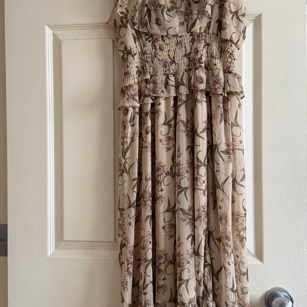 Dex Occasion Floral Dress with Pink and Gold Accents